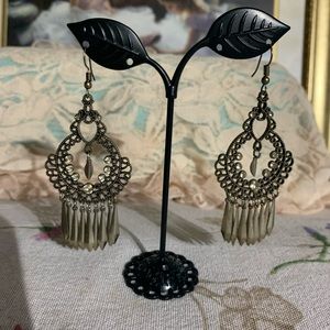 Rhinestone Filigree Dangle Earrings